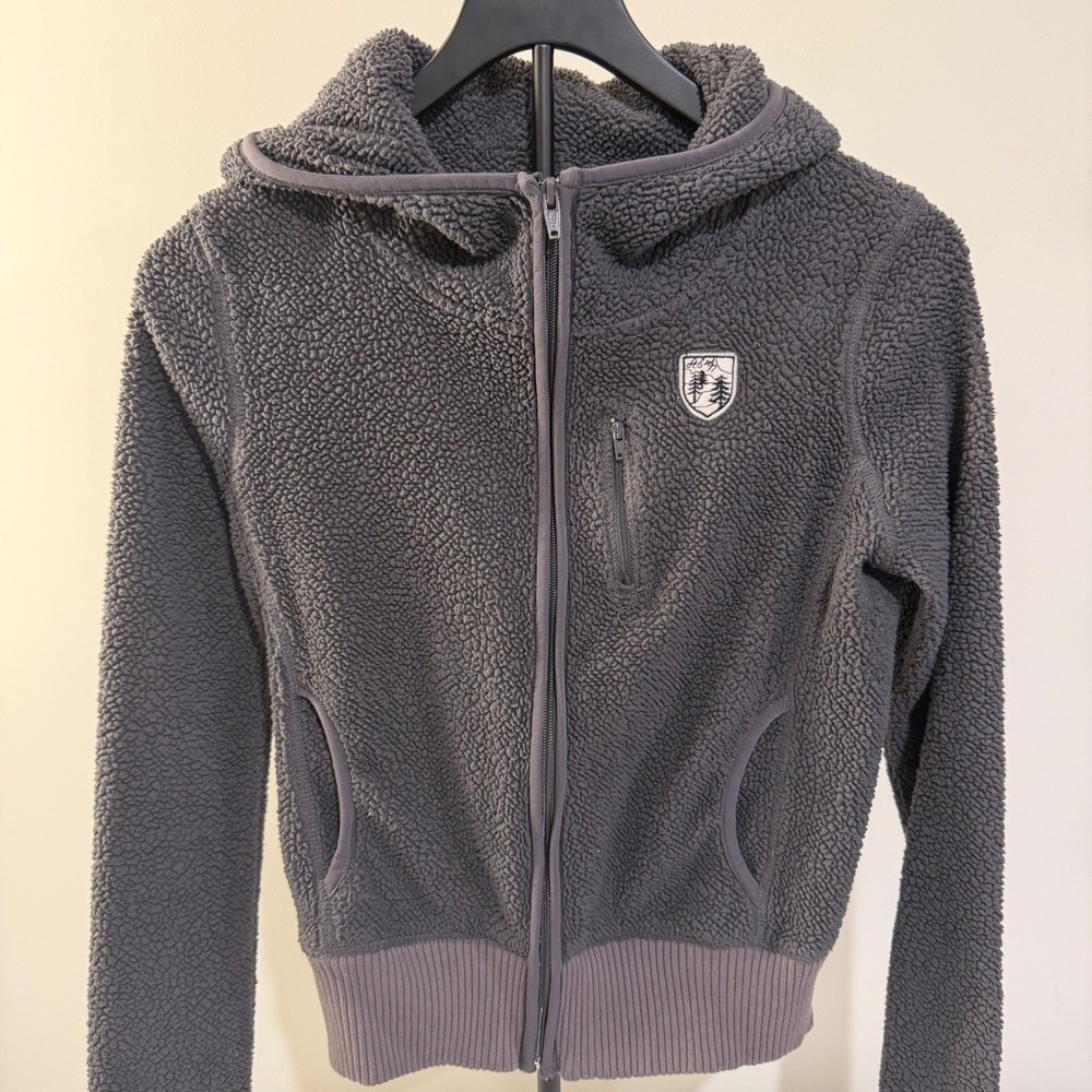 American Eagle Outfitters Womens Gray Sherpa Fleece Full Zip Hoodie Jacket XS - Picture 3 of 11